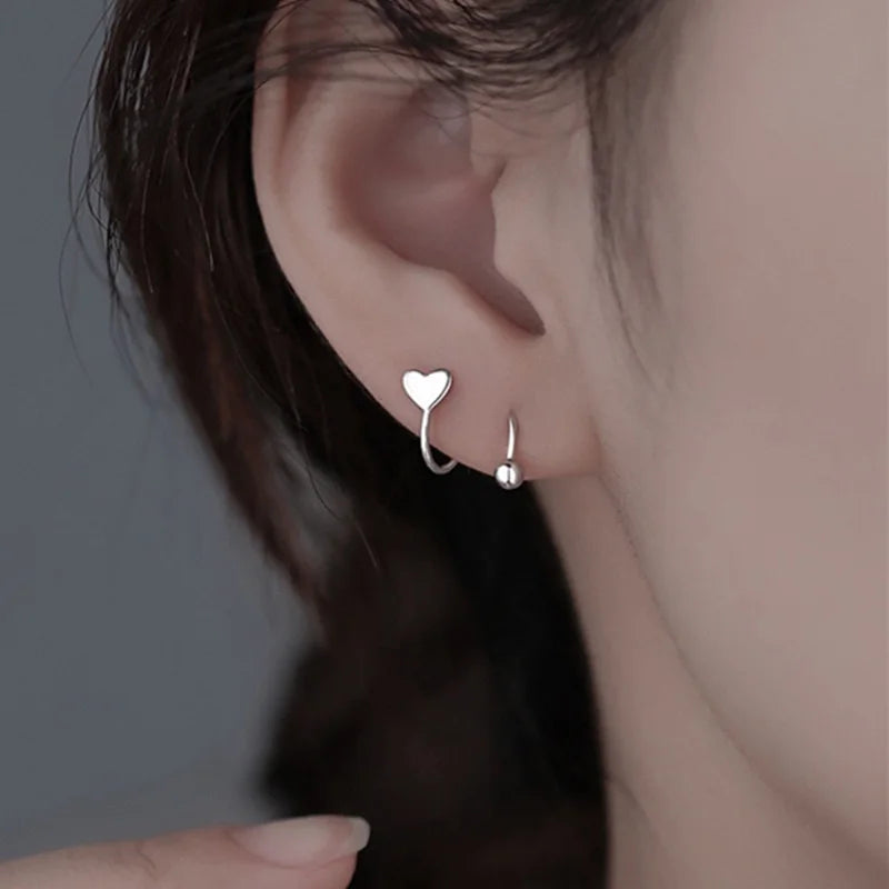 1Pcs Stainless Steel Screw Ball Star Heart Ear Bone Ear Buckle Rotating Wave Mini Stud Earrings