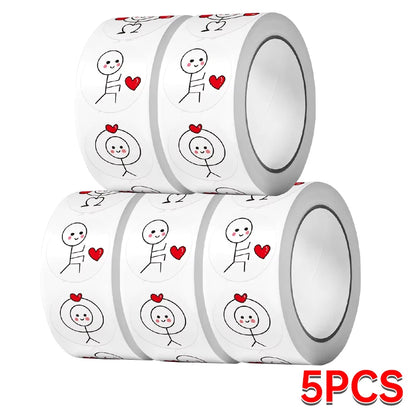 CAWPURI 500PCs Cartoon Reward Sticker Roll Cute Love Labels Valentine's Day Sticker for Wedding Gift Decor Envelope Sealing Scrapbooking