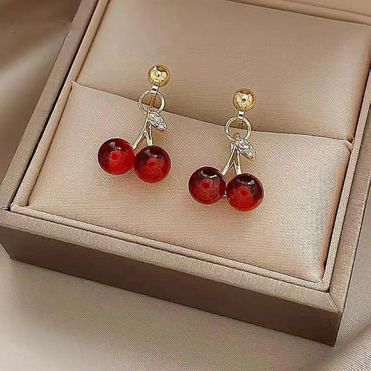 Trend Cute Cherry Fruit Shaped Drop Earrings