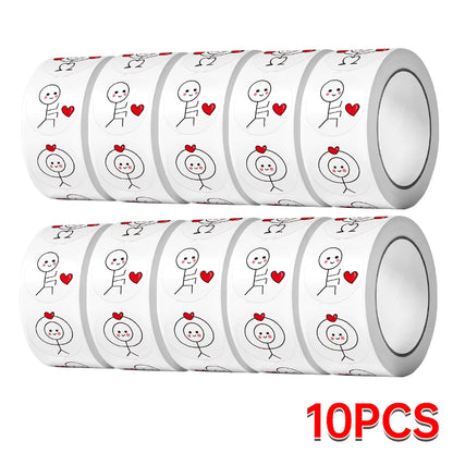 CAWPURI 500PCs Cartoon Reward Sticker Roll Cute Love Labels Valentine's Day Sticker for Wedding Gift Decor Envelope Sealing Scrapbooking