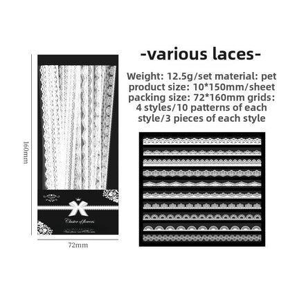 CAWPURI 30PCS Cluster Flower Lace Stickers – PET Decor for Handbooks
