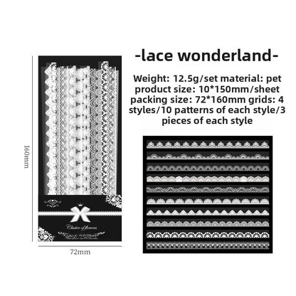 CAWPURI 30PCS Cluster Flower Lace Stickers – PET Decor for Handbooks