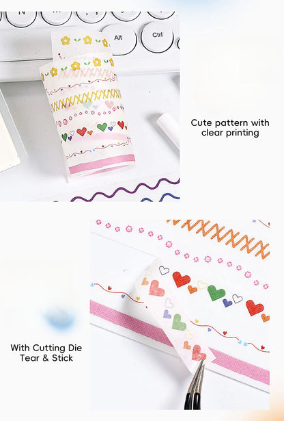 CAWPURI Boundary Guard Strip Stickers – 6Pcs Washi Paper Cut Film for Handbooks