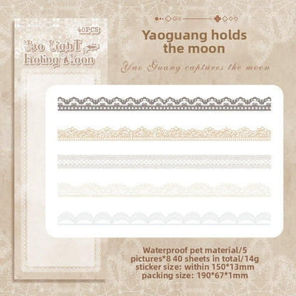 CAWPURI Flower Bud Dream Yarn Stickers – 40PCS Retro Lace PET Stickers for Handbooks