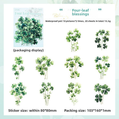 CAWPURI Forest Leaf Shadow Stickers – 20PCS Waterproof PET for Handbooks & Crafts