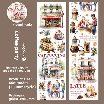 Coffee Theme Handbook Tape – 6 Rolls of Caffeinated Designs