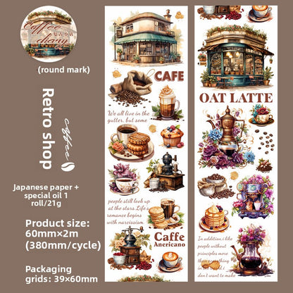 Coffee Theme Handbook Tape – 6 Rolls of Caffeinated Designs