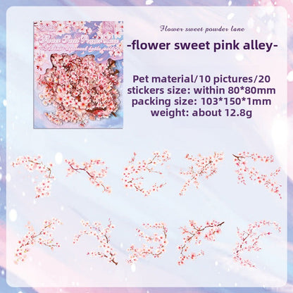 CAWPURI Chun Yu Muye Sticker Pack – 20PCS Floral Delights