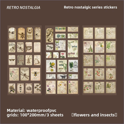 CAWPURI 3PCS Retro Nostalgic Handbook Stickers – Waterproof PVC Decor