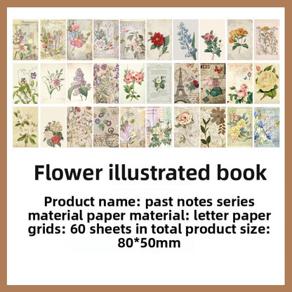 CAWPURI Past Notes Series Hand Account Material Paper Cute Retro Non-sticky Stickers 60 Material Books Wholesale