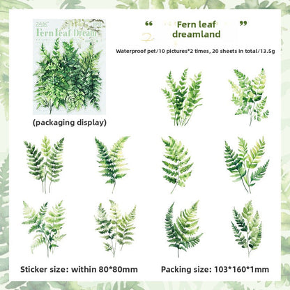 CAWPURI Forest Leaf Shadow Stickers – 20PCS Waterproof PET for Handbooks & Crafts