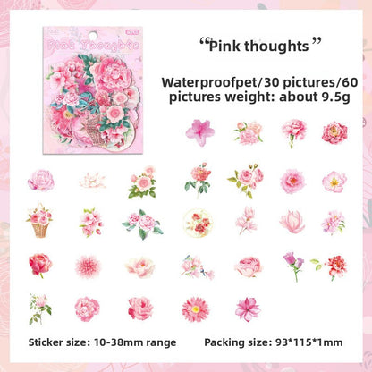 CAWPURI Leisurely Flower Language Sticker Set - 50 Exquisite Retro Designs