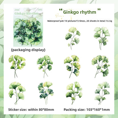 CAWPURI Forest Leaf Shadow Stickers – 20PCS Waterproof PET for Handbooks & Crafts