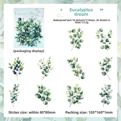 CAWPURI Forest Leaf Shadow Stickers – 20PCS Waterproof PET for Handbooks & Crafts