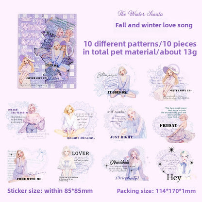 CAWPURI Early Morning Twilight Stickers – 10PCS Retro PET for Handbooks
