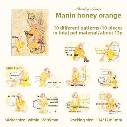 CAWPURI Early Morning Twilight Stickers – 10PCS Retro PET for Handbooks