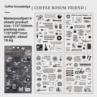 CAWPURI Autumn Letters Cut Film Stickers – 4Pcs Waterproof PET for Handbooks