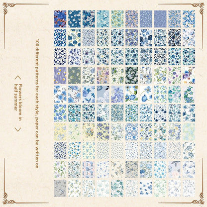 CAWPURI Senyu Garden Material Book – 100 Retro Flower Stickers for Handbooks