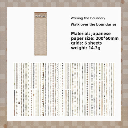 CAWPURI Boundary Guard Strip Stickers – 6Pcs Washi Paper Cut Film for Handbooks