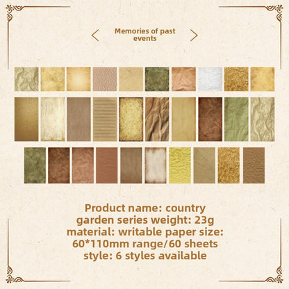 CAWPURI Country Garden Handbook Stickers – 60 Sheets, 6 Retro Styles