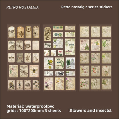 CAWPURI 3PCS Retro Nostalgic Handbook Stickers – Waterproof PVC Decor