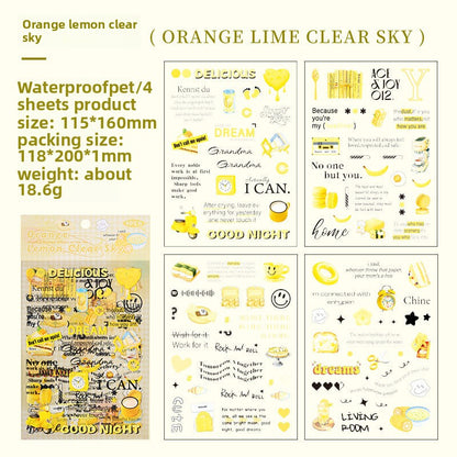 CAWPURI Autumn Letters Cut Film Stickers – 4Pcs Waterproof PET for Handbooks