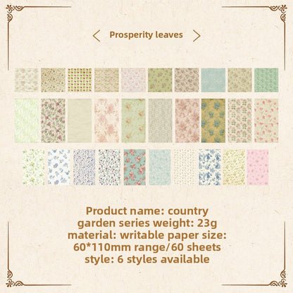 CAWPURI Country Garden Handbook Stickers – 60 Sheets, 6 Retro Styles