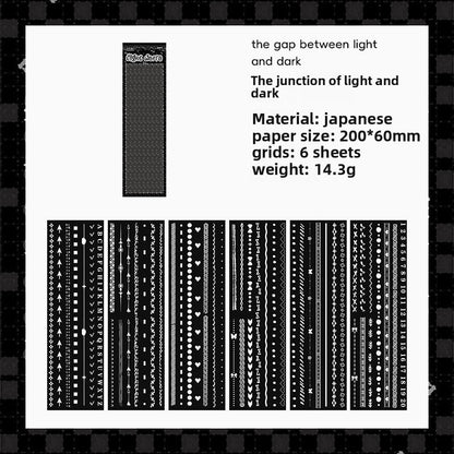 CAWPURI Boundary Guard Strip Stickers – 6Pcs Washi Paper Cut Film for Handbooks