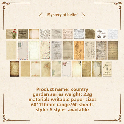 CAWPURI Country Garden Handbook Stickers – 60 Sheets, 6 Retro Styles