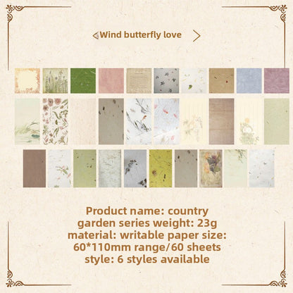 CAWPURI Country Garden Handbook Stickers – 60 Sheets, 6 Retro Styles
