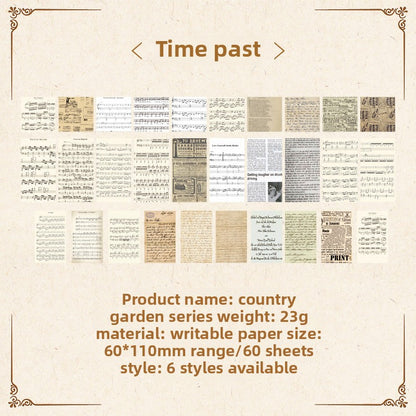 CAWPURI Country Garden Handbook Stickers – 60 Sheets, 6 Retro Styles