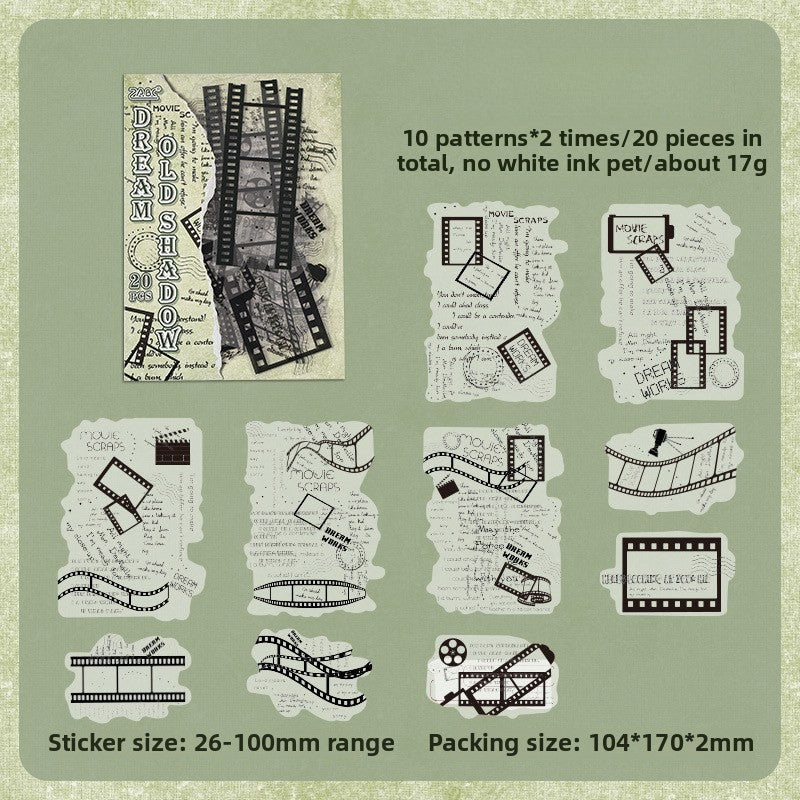 Old Shadow Afterdream Cut Film Stickers – 20 Retro English Designs