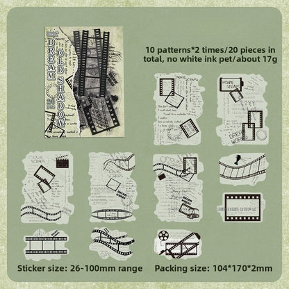 Old Shadow Afterdream Cut Film Stickers – 20 Retro English Designs